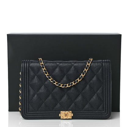 Chanel Caviar Quilted Boy Wallet On Chain WOC Navy 18 of 18