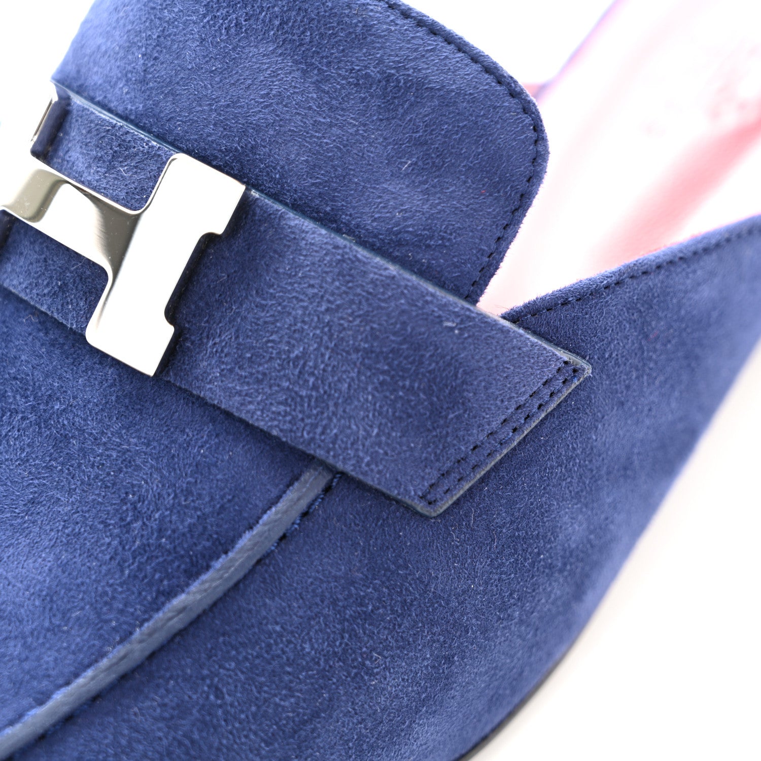 Hermes Suede Goatskin Trocadero Mule 38.5 Bleu Diplomatique 10 of 11