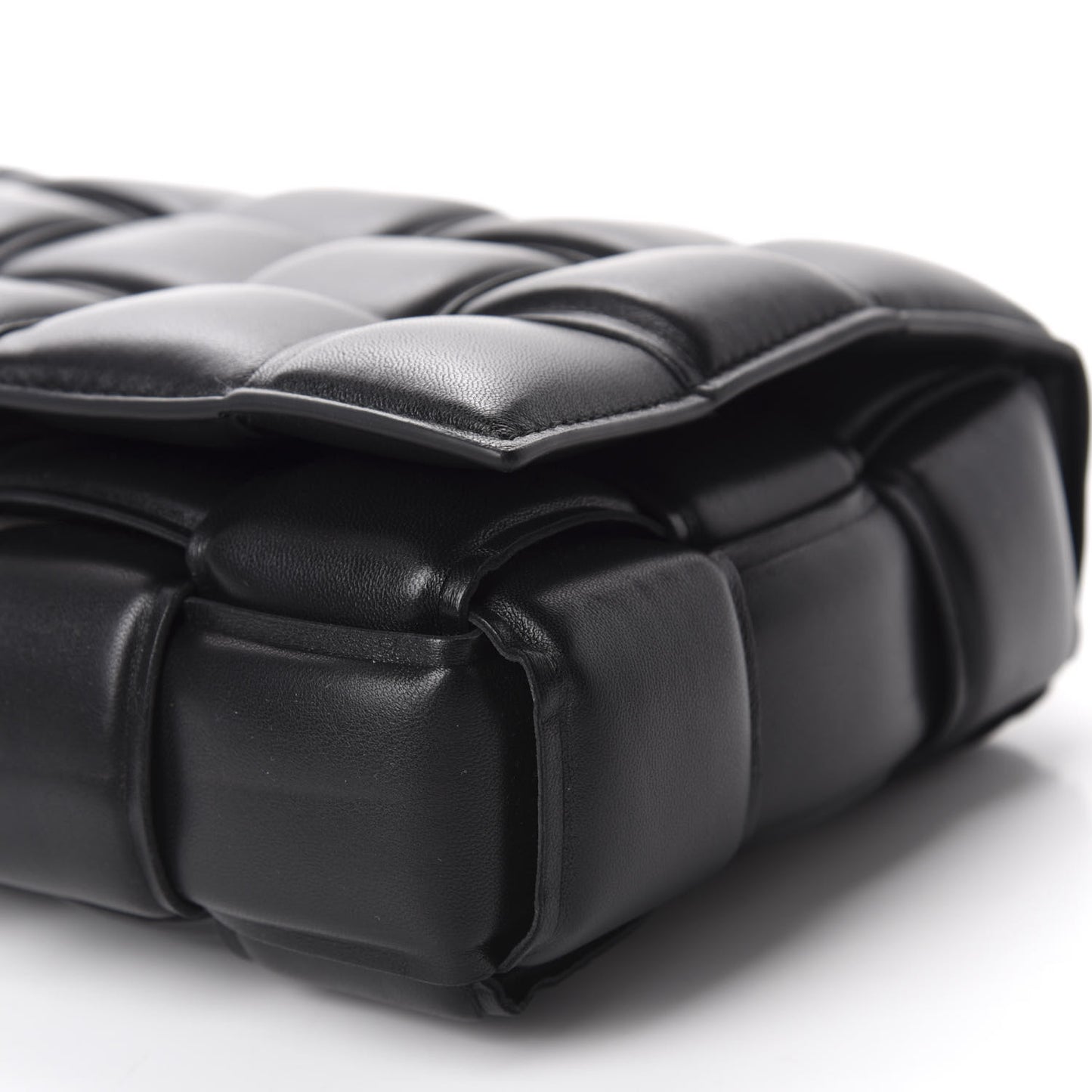 Lambskin Maxi Intreccio Padded Chain Cassette Crossbody Bag Black