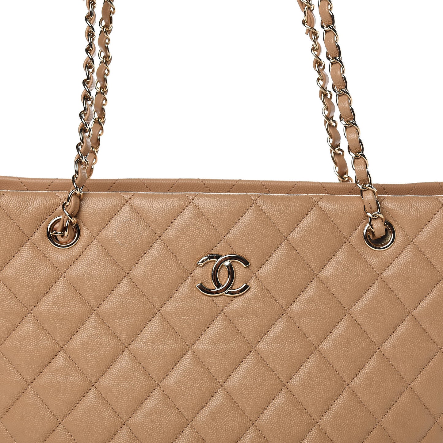 Caviar Quilted Rolled Up Tote Beige