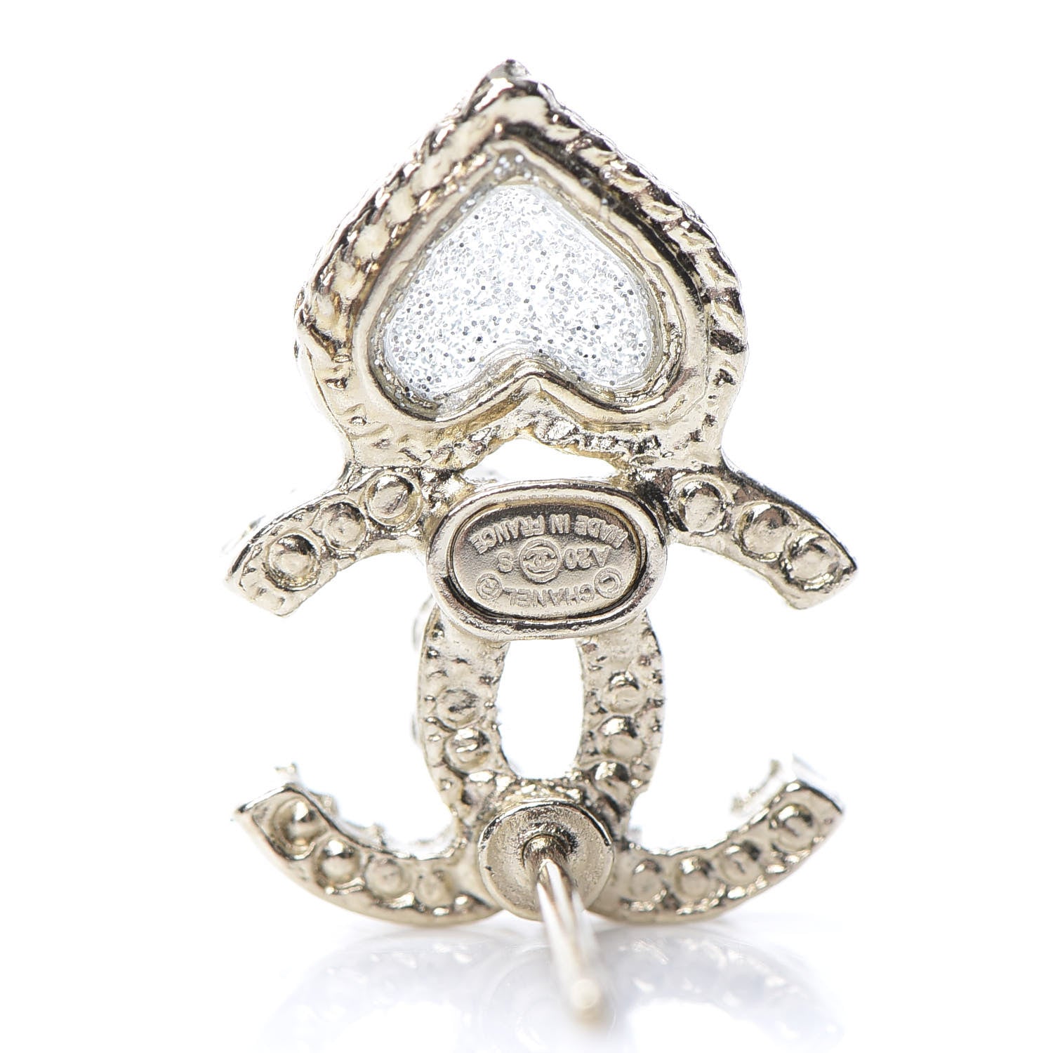 Chanel Crystal Enamel CC Star Heart Earrings Gold 4 of 5