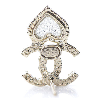 Chanel Crystal Enamel CC Star Heart Earrings Gold 4 of 5