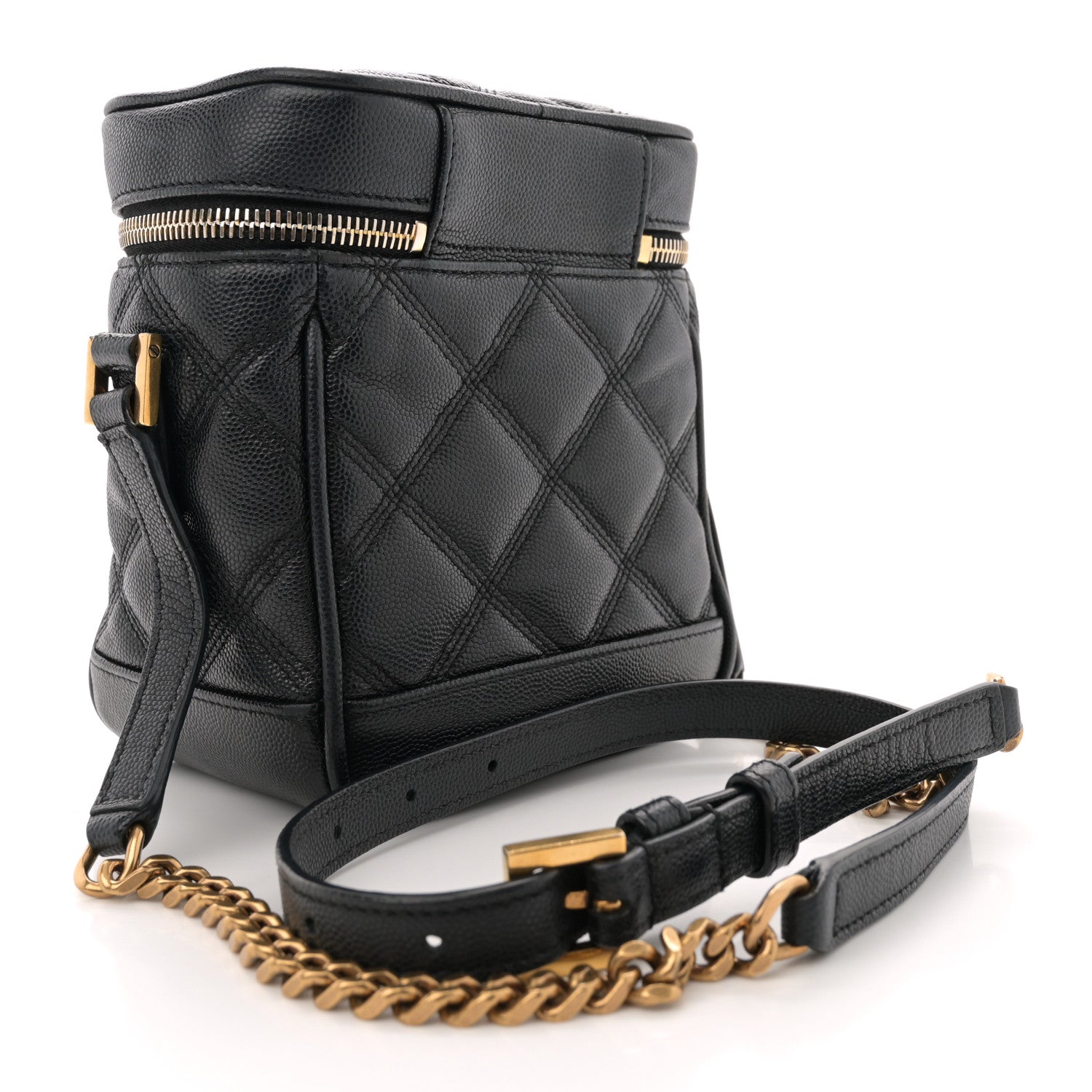 Saint Laurent Grain de Poudre Quilted 80's Vanity Bag Black 2 of 12