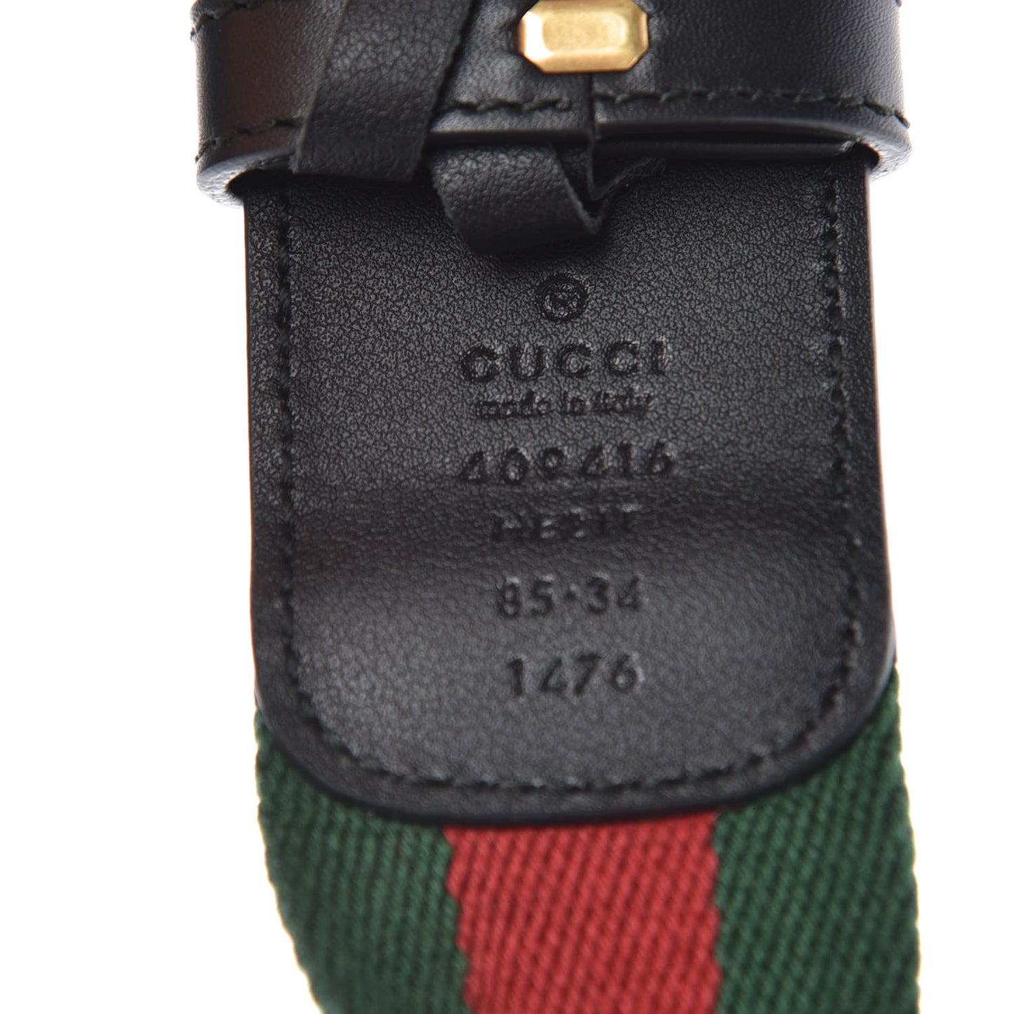 Nylon Calfskin Double G Web 40mm Belt 85 34 Green Red Black