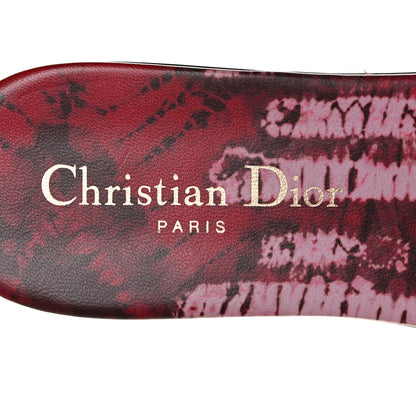 Christian Dior Canvas Tie Dye Embroidered Dway Slide Sandals 37 Red 7 of 8