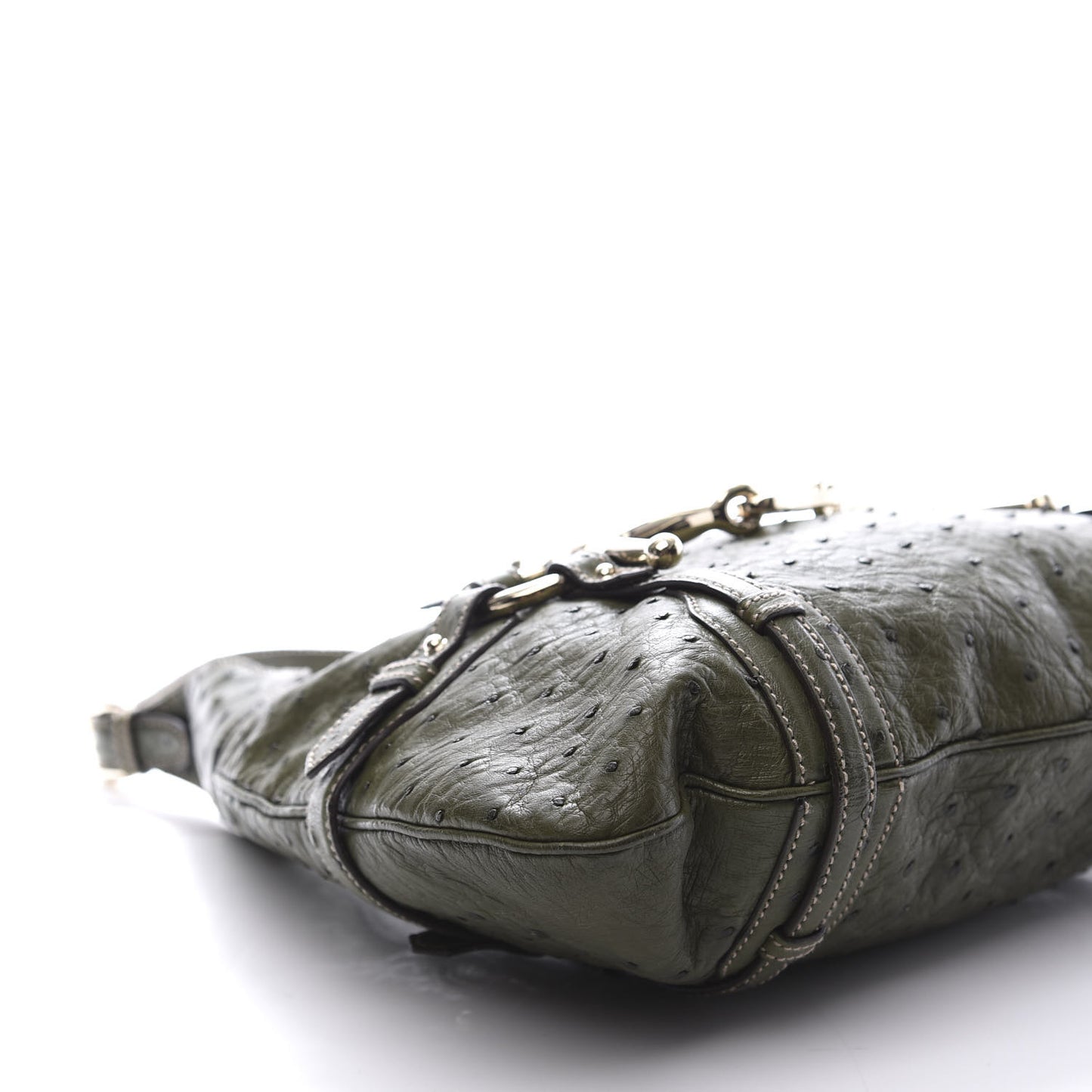 Ostrich Large Horsebit 85th Anniversary Hobo Green