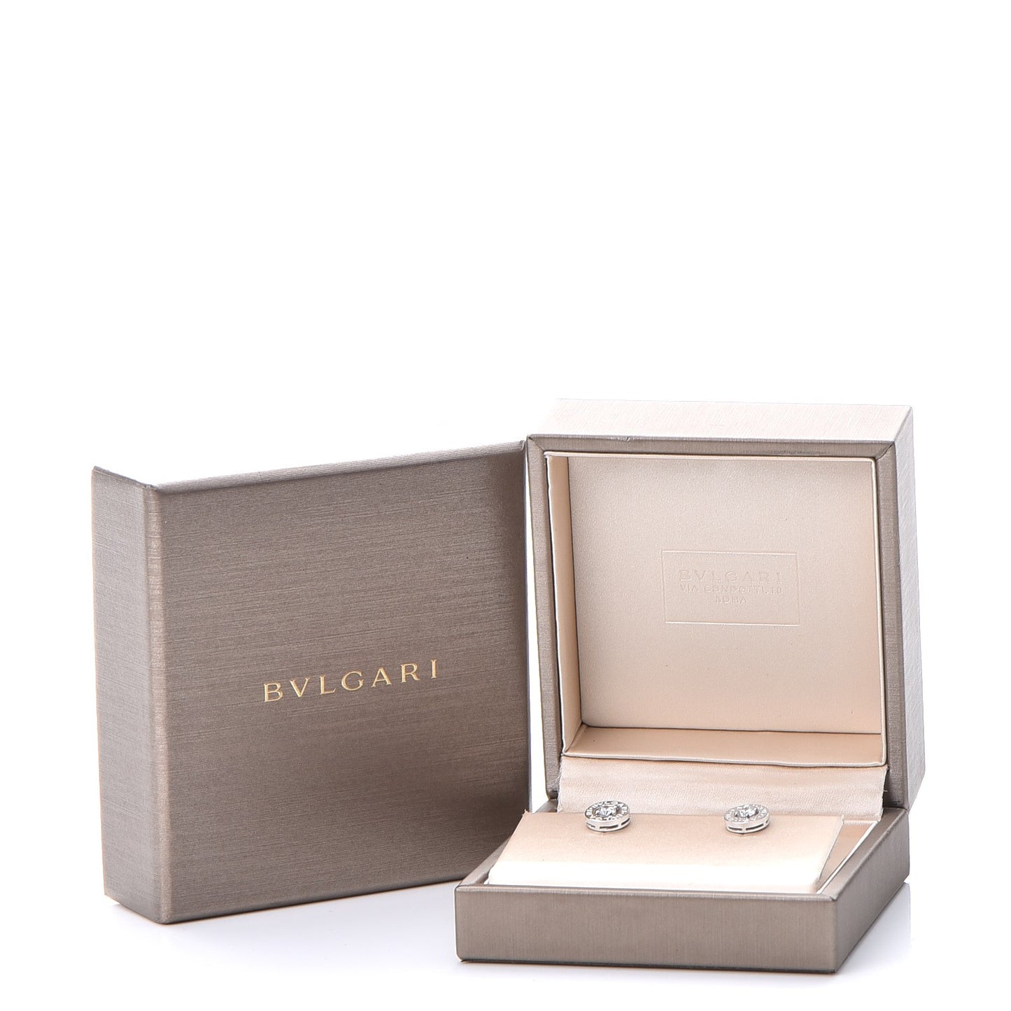 BVLGARI 18K White Gold Diamond Stud Earrings
