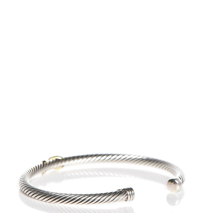 David Yurman Sterling Silver 18K Yellow Gold 4mm X Station Cable Bracelet 3 of 5