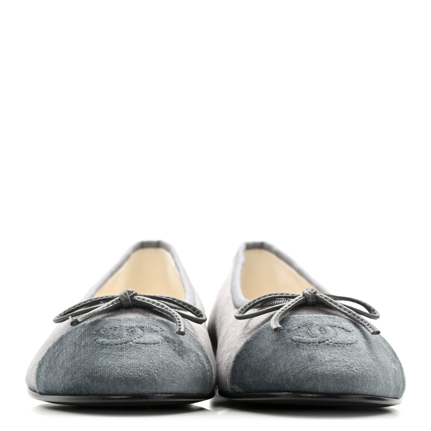Velvet Cap Toe Ballerina Flats 36.5 Grey Green