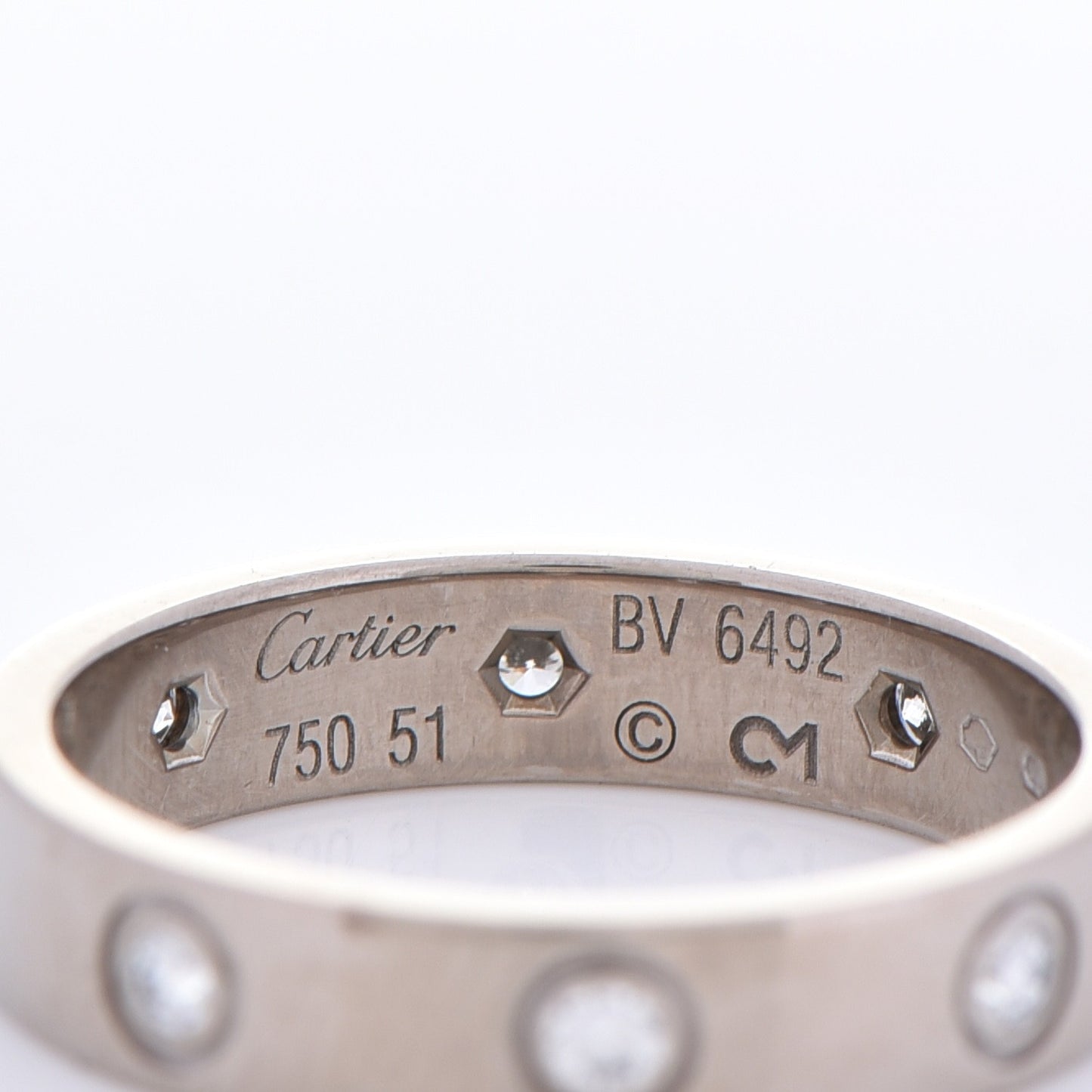 18K White Gold 8 Diamond 4mm Wedding Band LOVE Ring 51 5.75