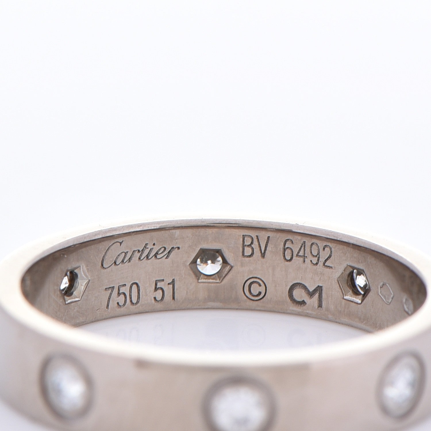 Cartier 18K White Gold 8 Diamond 4mm Wedding Band LOVE Ring 51 5.75 4 of 5