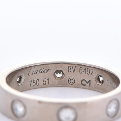 Cartier 18K White Gold 8 Diamond 4mm Wedding Band LOVE Ring 51 5.75 4 of 5