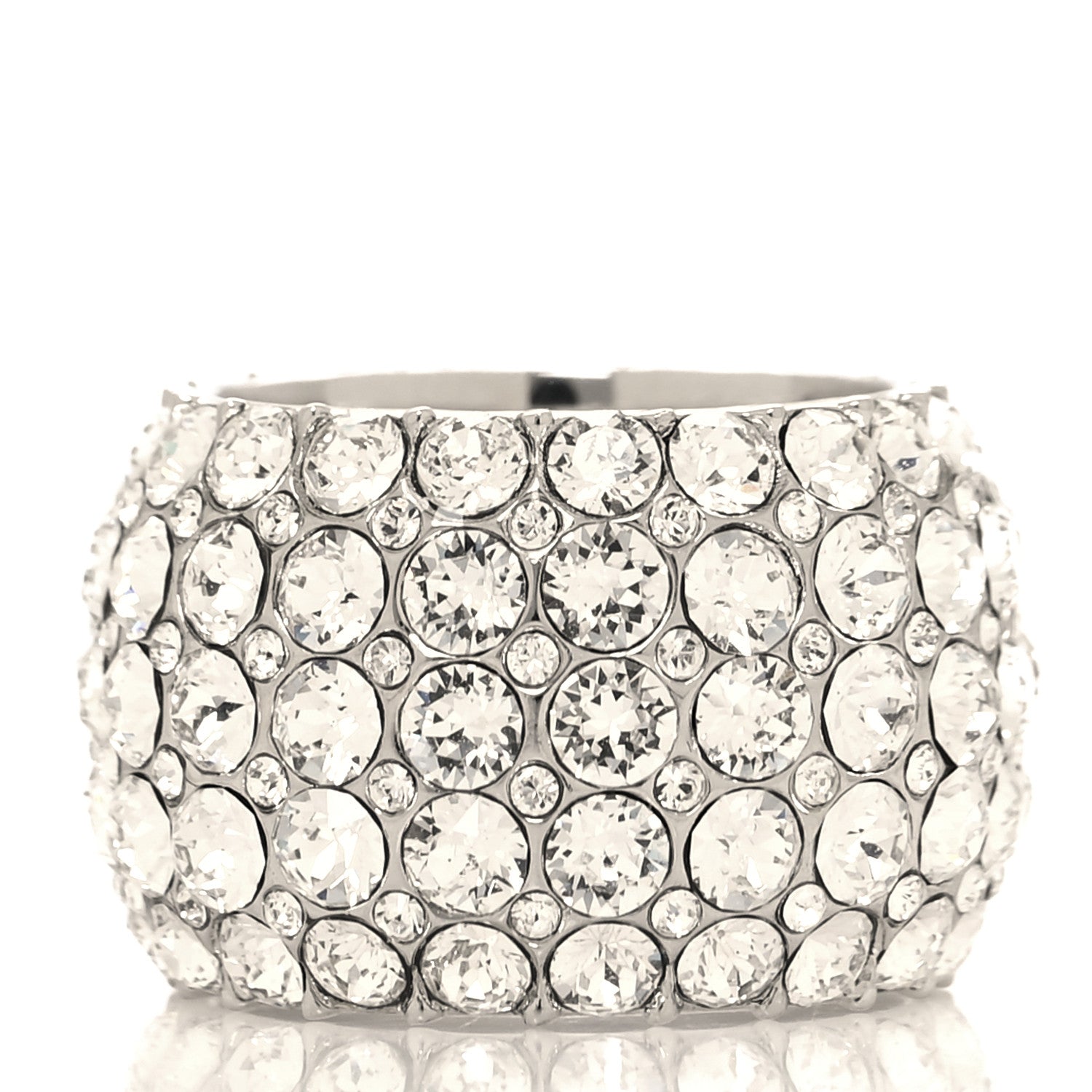 Chanel Crystal CC Ring 52 6 Silver 3 of 5