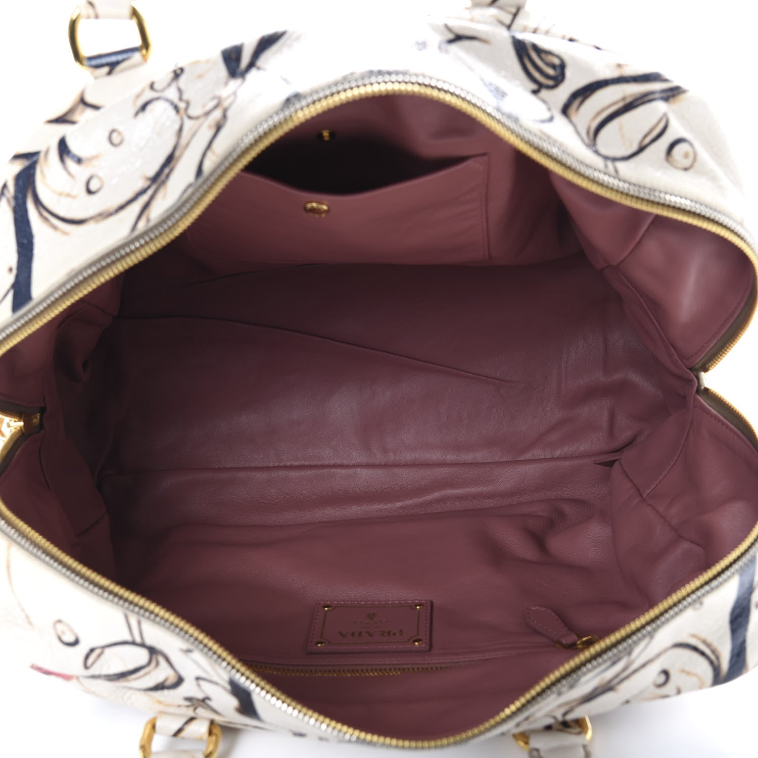 Prada X JAMES JEAN Cervo Lux Fairy Print Large Double Handle Boston Bag Prugna 6 of 11