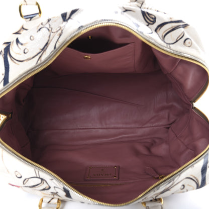 Prada X JAMES JEAN Cervo Lux Fairy Print Large Double Handle Boston Bag Prugna 6 of 11