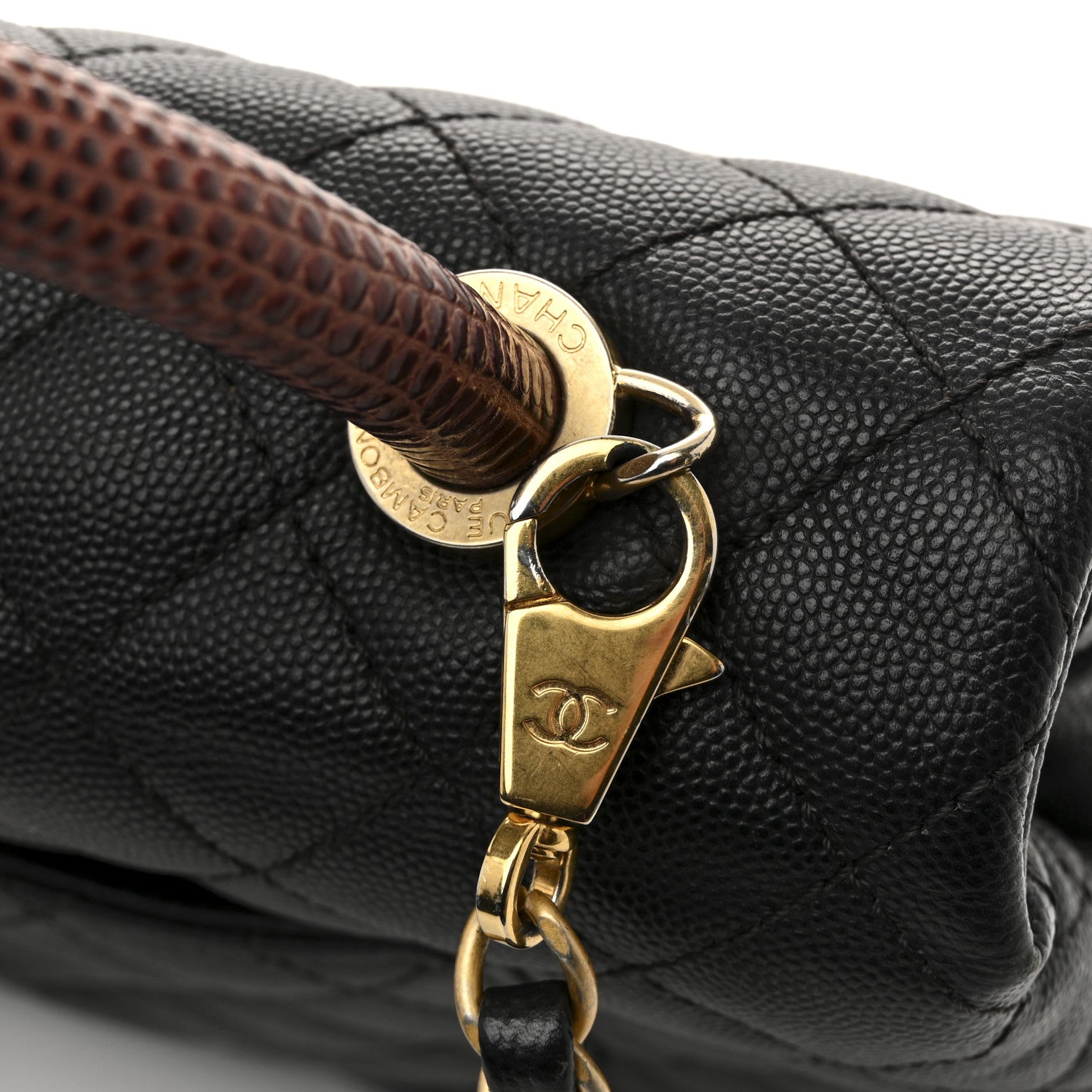 Chanel Caviar Lizard Quilted Small Coco Handle Flap Black 12 of 17