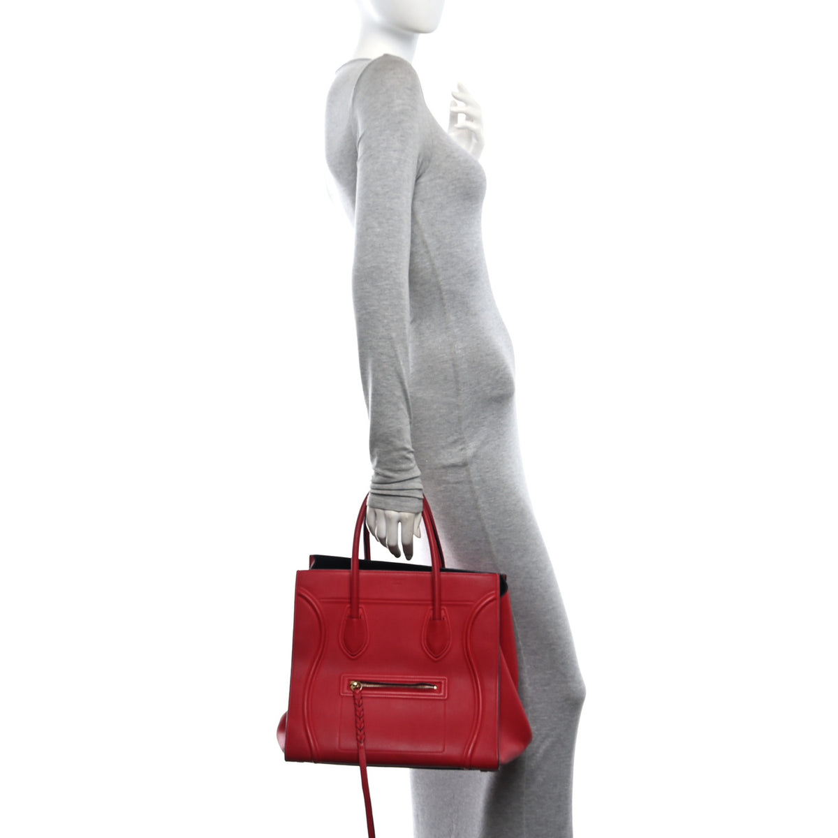 Celine Baby Grained Calfskin Medium Phantom Luggage Carmin 2 of 10