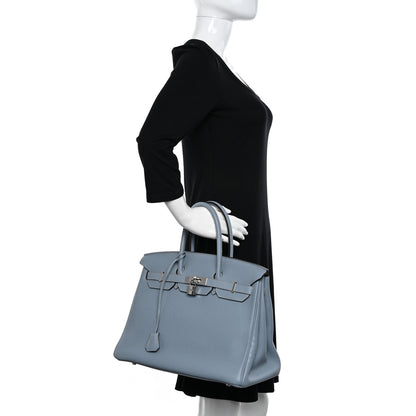Hermes Togo Birkin 35 Bleu Lin 2 of 11