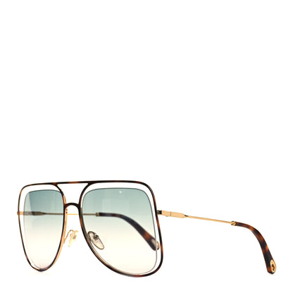 Chloe Poppy Aviator Sunglasses CE 130S Gold Havana 1 of 7
