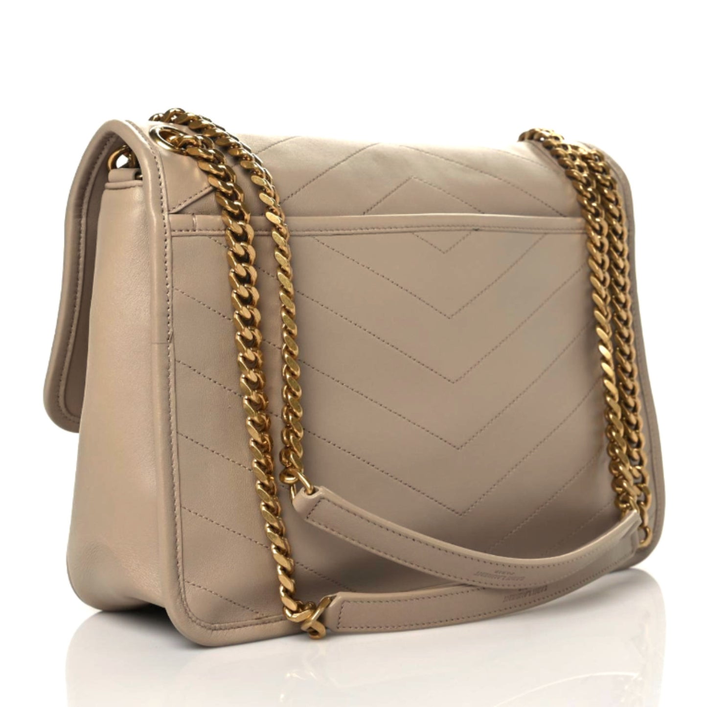 Lambskin Matelasse Monogram Medium Niki Chain Satchel Dark Beige