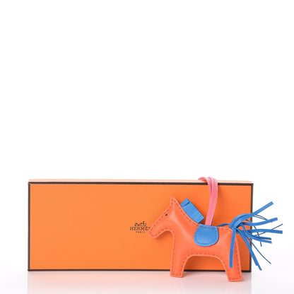 Hermes Milo Lambskin Grigri Rodeo Horse Bag Charm PM Orange Poppy Bleu Zanzibar Rose Azalee 4 of 4