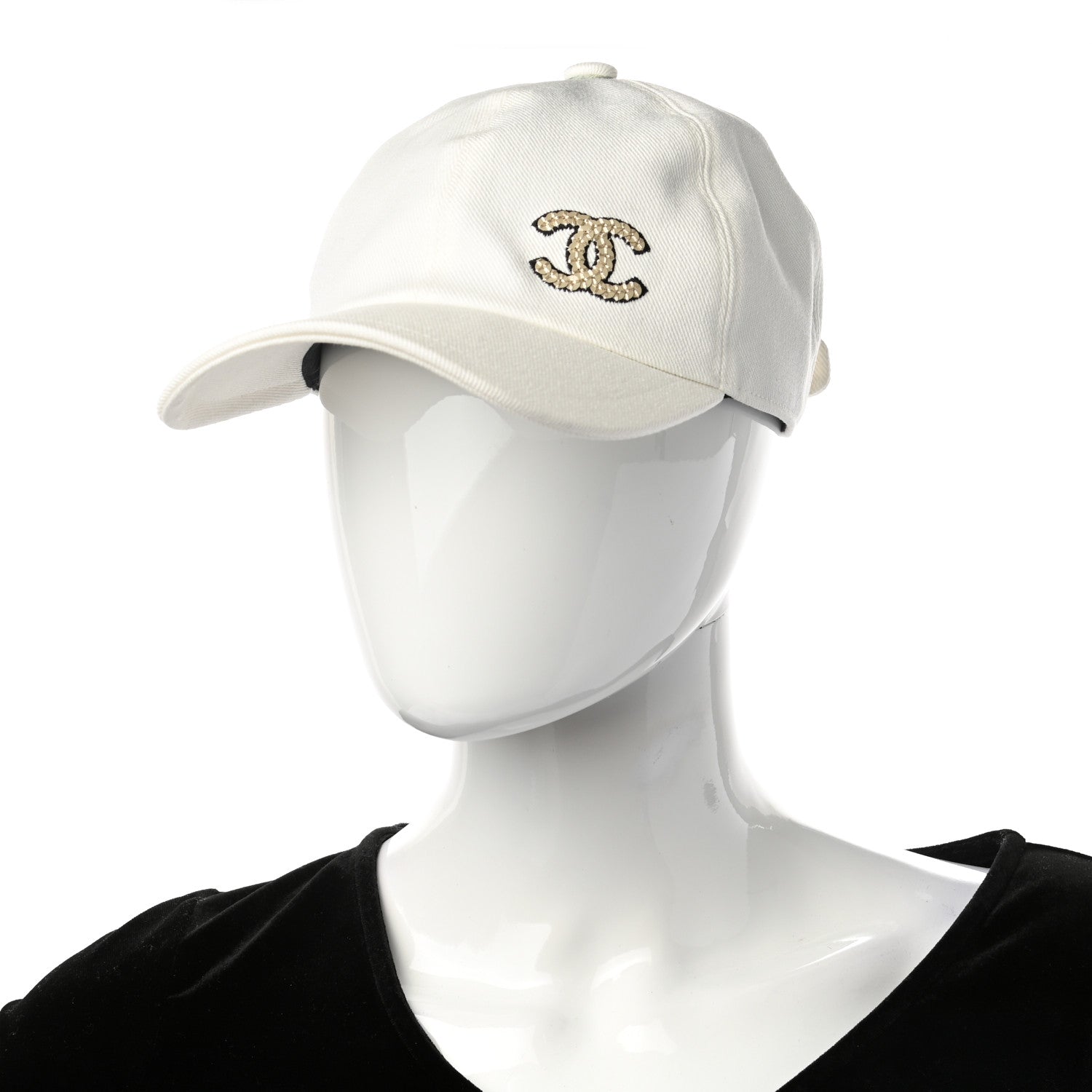 Chanel Cotton Sequin CC Cap Hat Ivory 2 of 8
