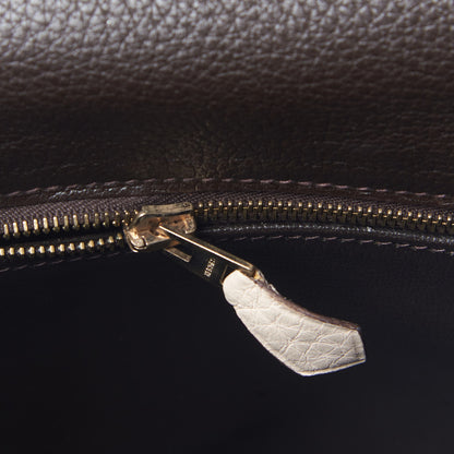 Hermes Taurillon Clemence Tri-Color Kelly Retourne 35 Tabac Camel Ebene Parchemin 17 of 35