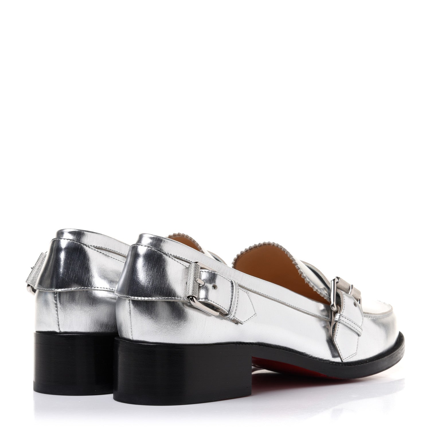 Christian Louboutin Mirror Patent Montezumo Donna Flat Loafers 39 Silver 4 of 11