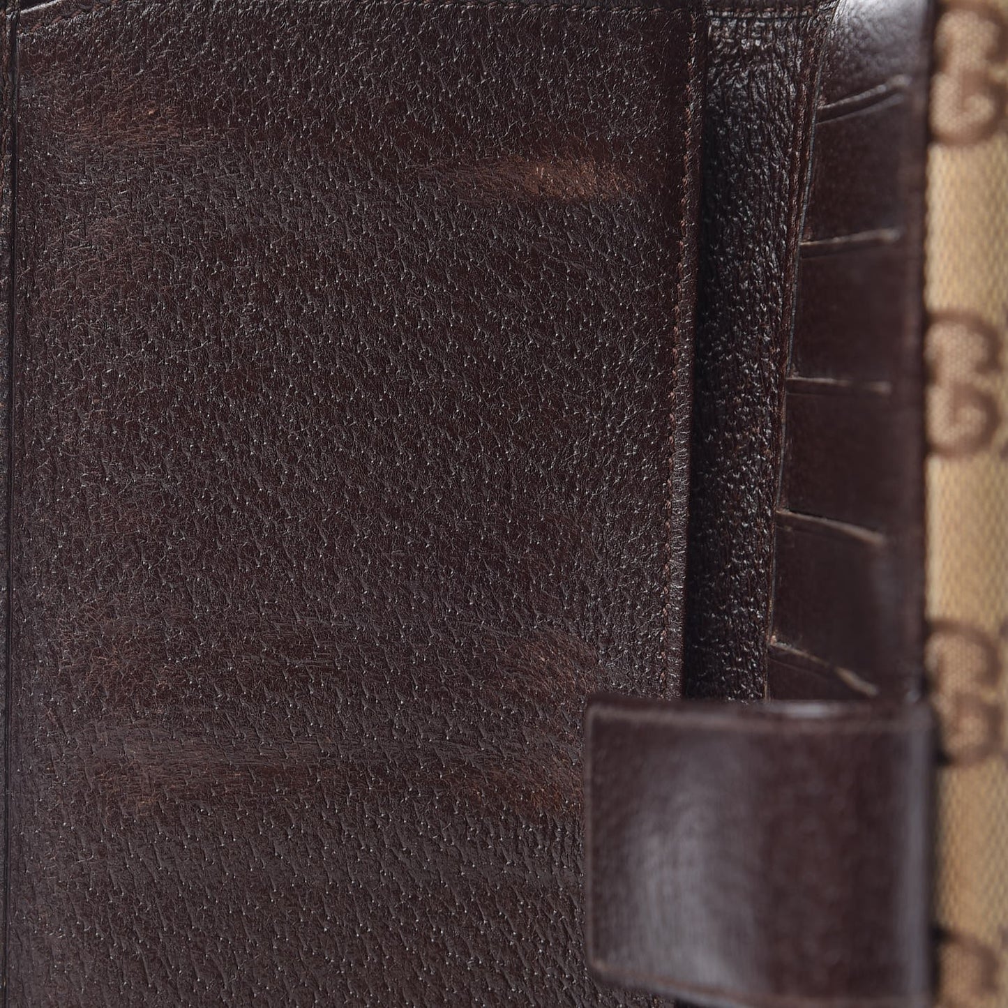 Monogram Metal Bar Continental Flap Wallet Beige Ebony Dark Brown