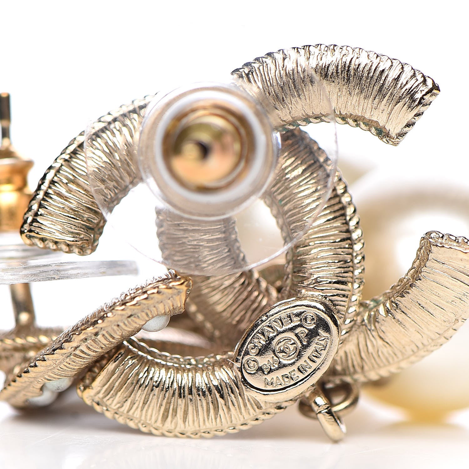 Chanel Pearl CC Drop Earrings Gold 4 of 5