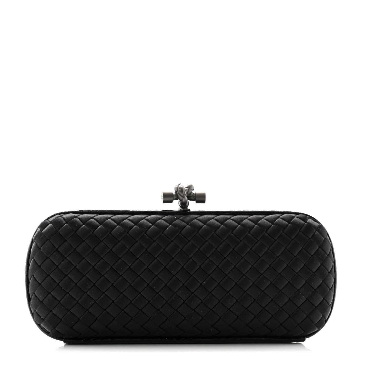 Bottega Veneta Satin Ayers Intreccio Impero Stretch Knot Clutch Black 1 of 7