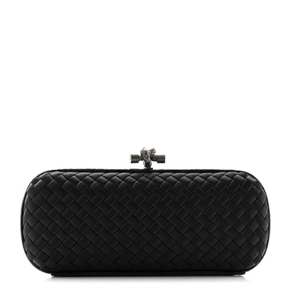 Bottega Veneta Satin Ayers Intreccio Impero Stretch Knot Clutch Black 1 of 7
