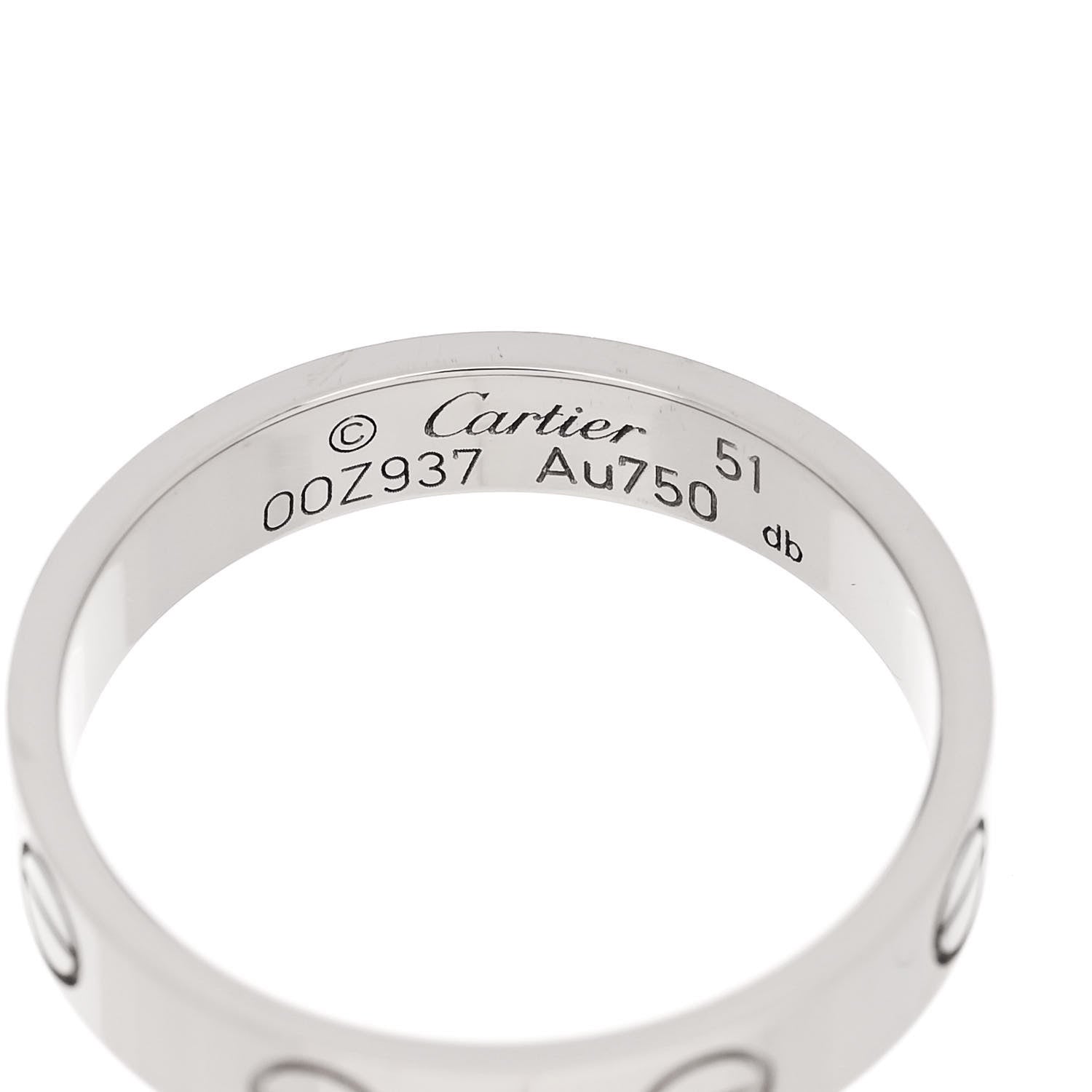 Cartier 18K White Gold 3.5mm LOVE Wedding Band Ring 51 5.75 4 of 5