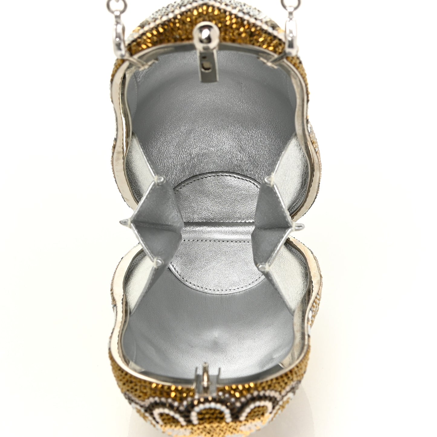 Crystal Nesting Doll Minaudiere Clutch Silver Multicolor