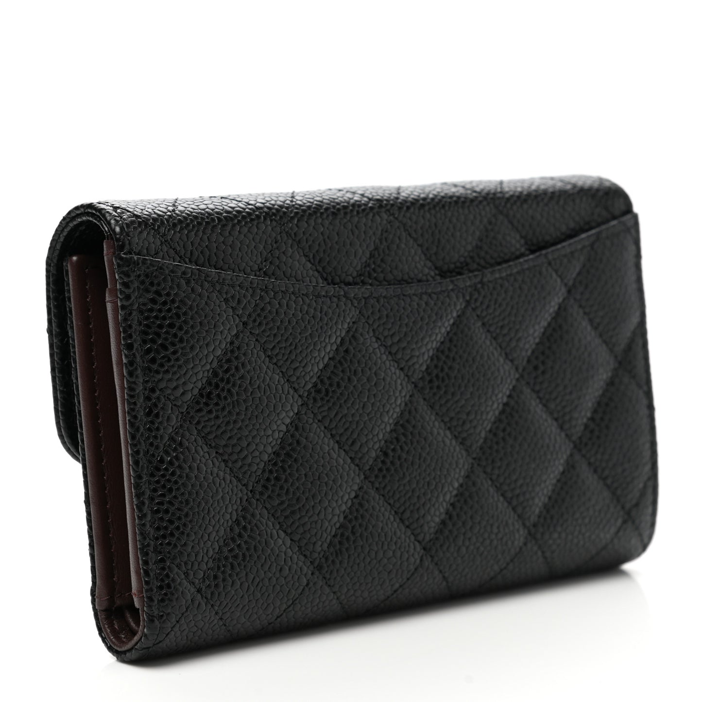 Caviar Quilted Medium Flap Wallet Black
