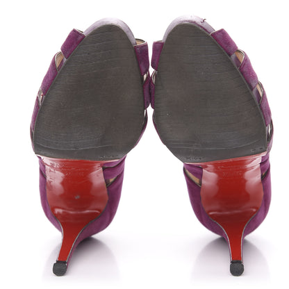 Christian Louboutin Suede Fontanette Platform Peep Toe Pumps 38 Merlot 5 of 11