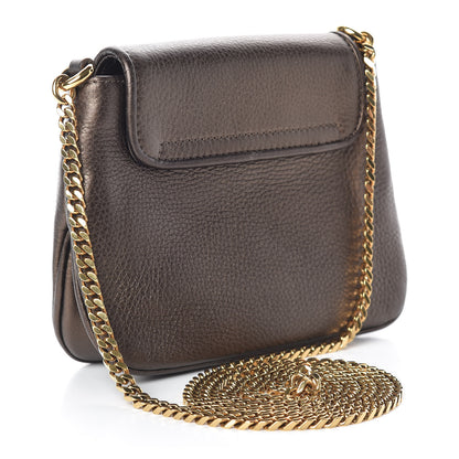 Gucci Metallic Pebbled Calfskin Small 1973 Chain Shoulder Bag Winter Leaf 3 of 14