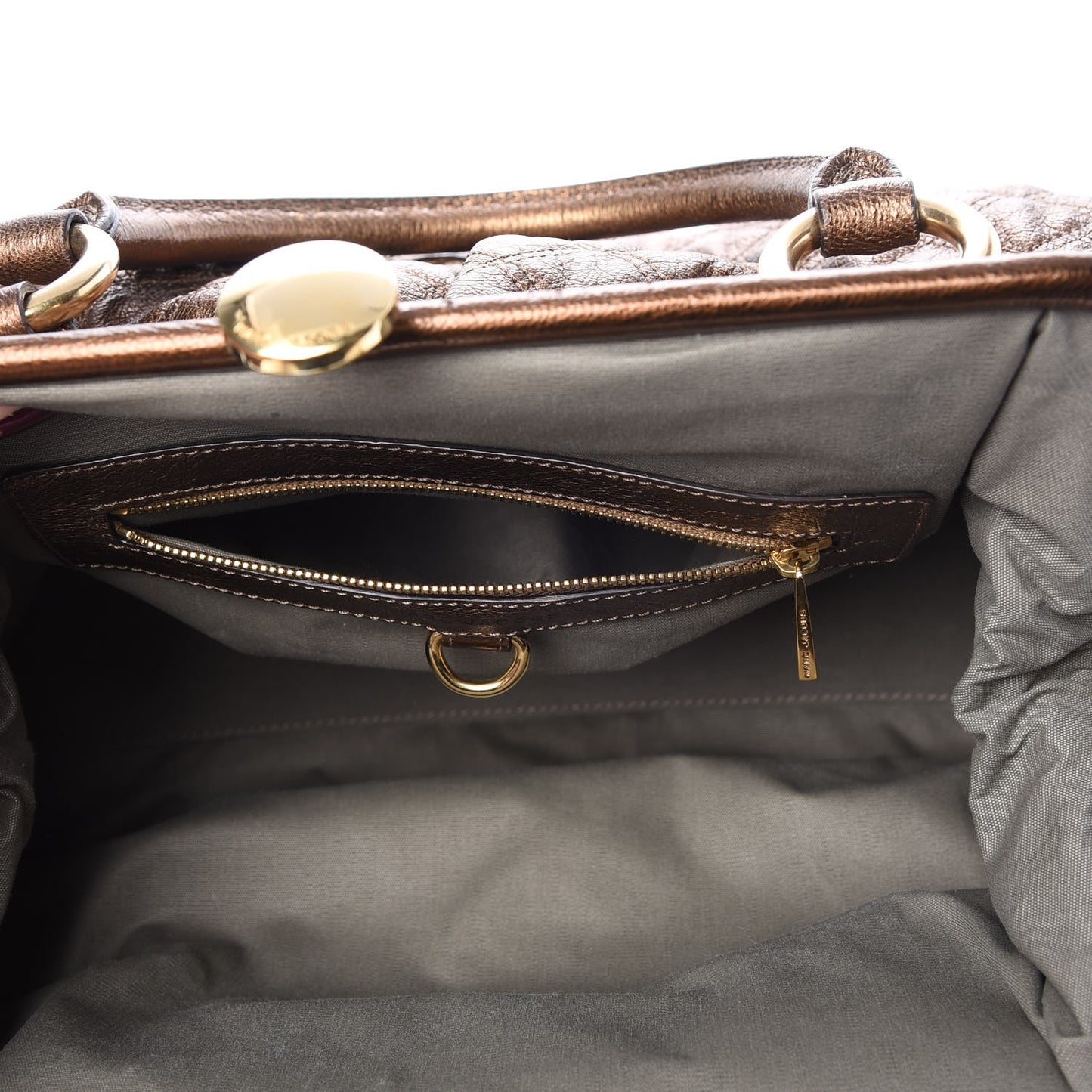 Metallic Calfskin Quilted Stam Bronze