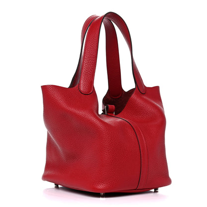 Hermes Taurillon Clemence Picotin Lock 22 MM Rouge Casaque 3 of 10