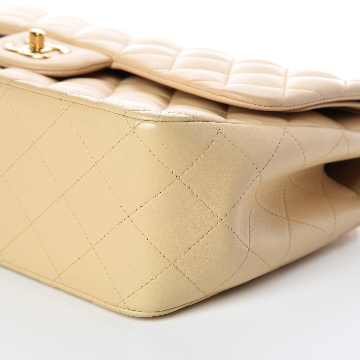 Chanel Lambskin Quilted Jumbo Double Flap Light Beige 6 of 9
