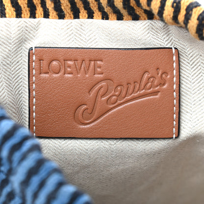 Loewe Canvas Calfskin Print Paulas Ibiza Stripes Cushion Crossbody Tan Multicolor 6 of 10