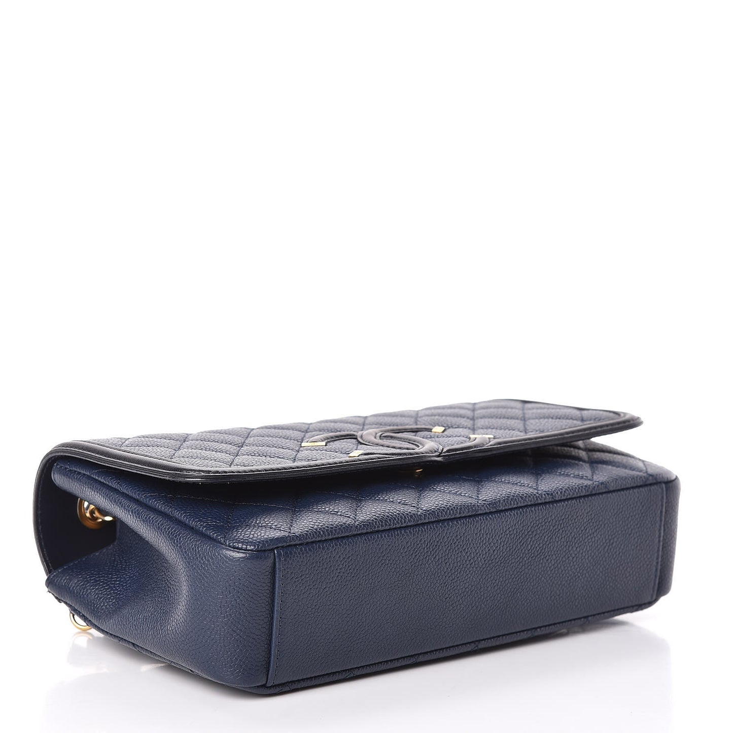 Caviar Quilted Medium CC Filigree Flap Navy Black
