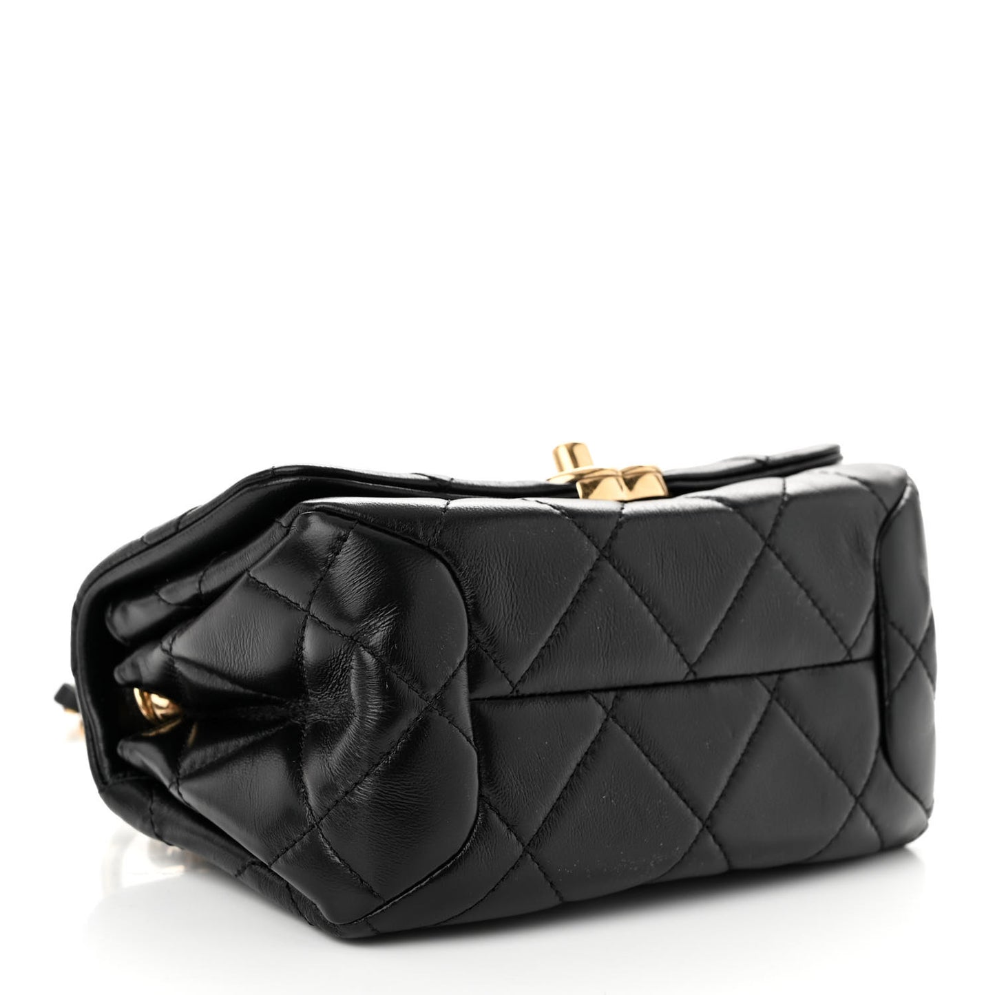 Lambskin Quilted Mini Color Match Flap Black