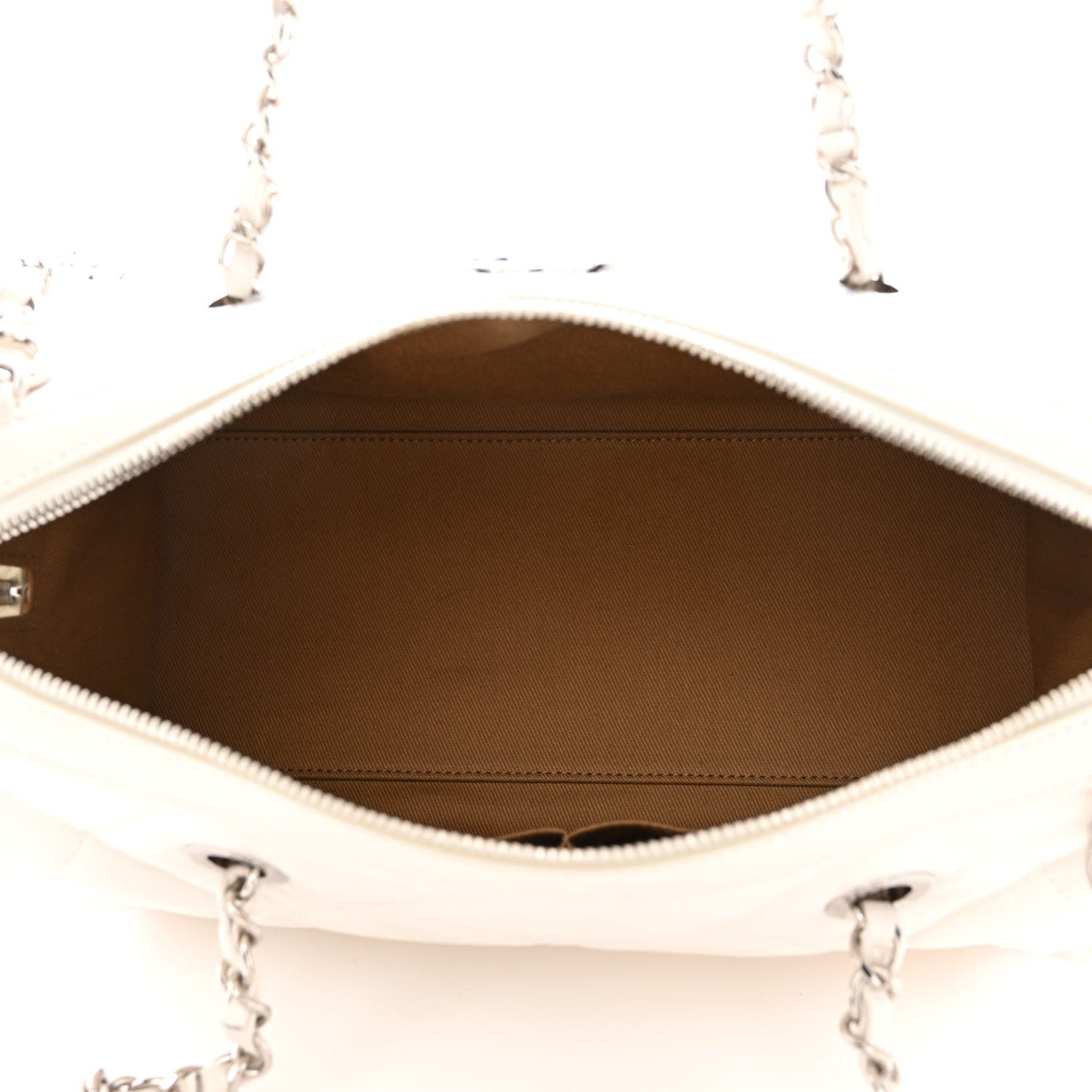 Calfskin Quilted Small CC Bowling Bag White