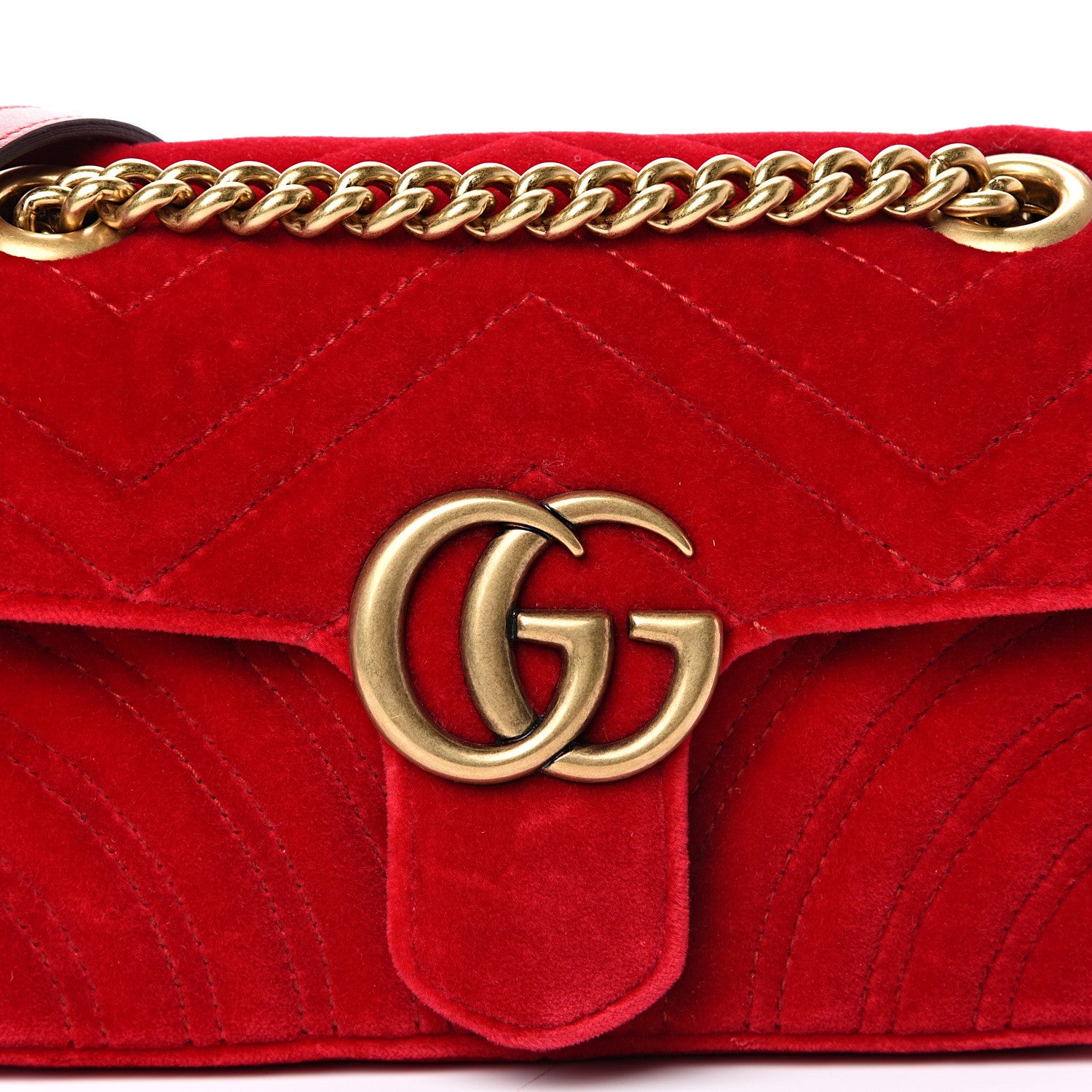 Gucci Velvet Matelasse Mini GG Marmont Shoulder Bag Hibiscus Red 7 of 12