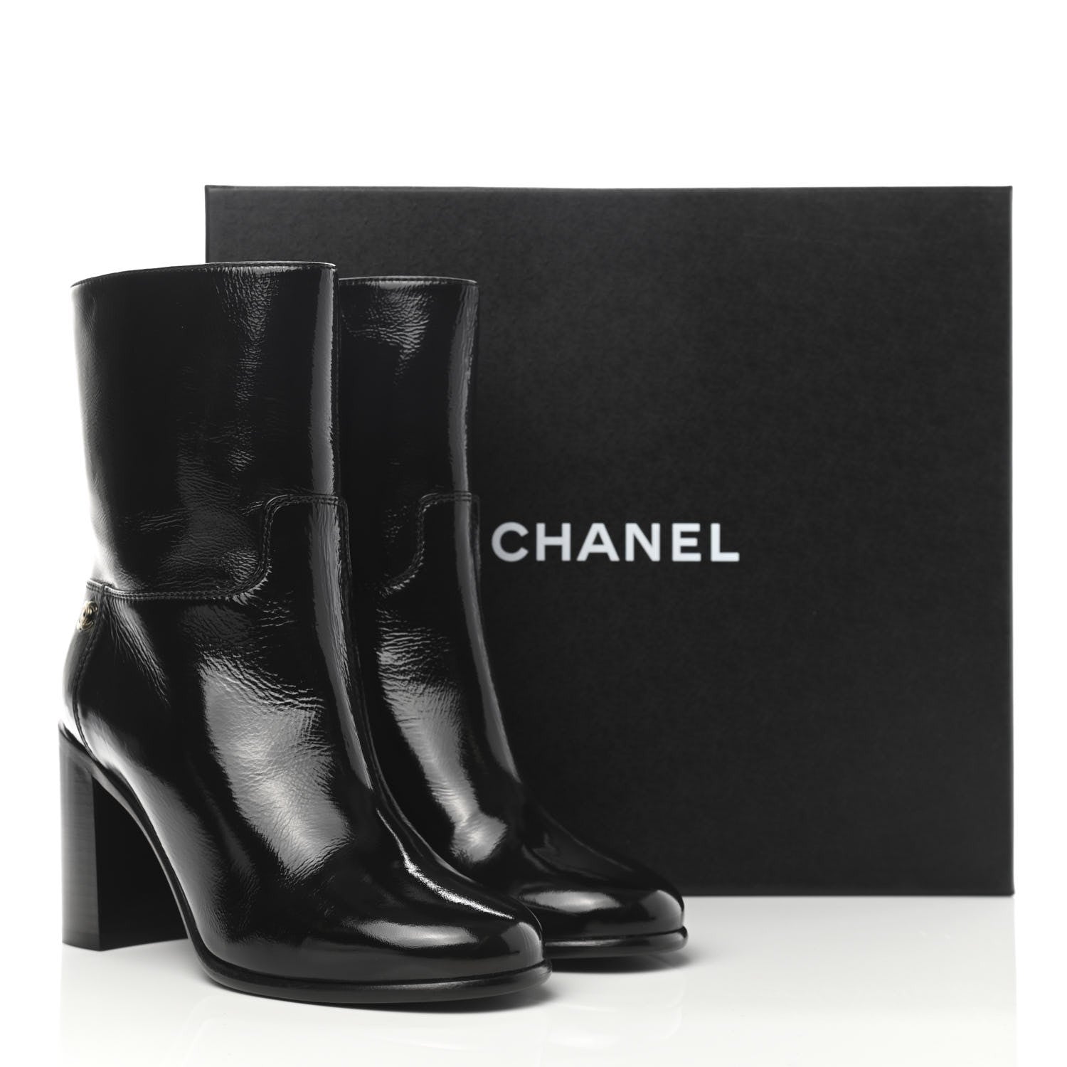Chanel Crackled Calfskin CC Short Boots 36.5 Black 10 of 10