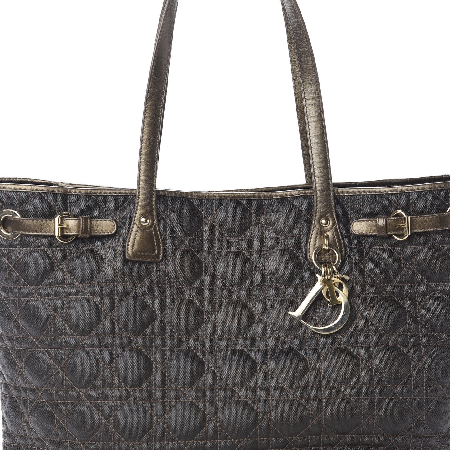 Coated Canvas Cannage Medium Panarea Tote Bronze
