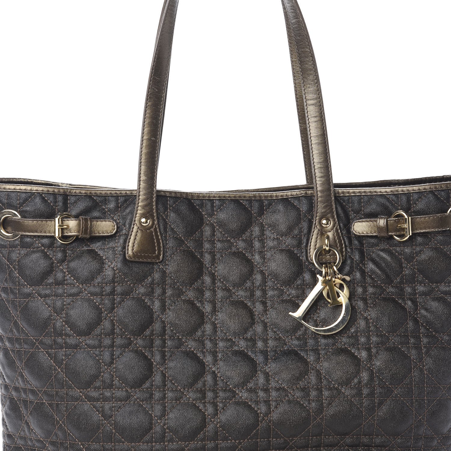 Christian Dior Coated Canvas Cannage Medium Panarea Tote Bronze 11 of 16