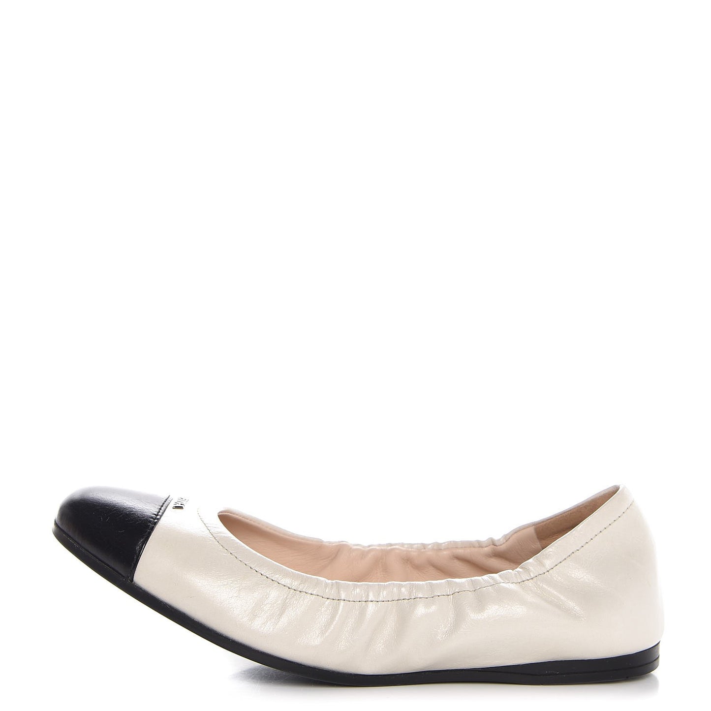 Vernice Cap Toe Ballet Flats 35.5 White Black