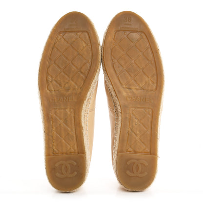 Chanel Lambskin CC Espadrilles 36 Beige Black 6 of 12